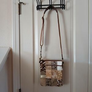 Y2K Vintage Coach Signature Brown Patchwork Purse Crossbody Bag Animal Print